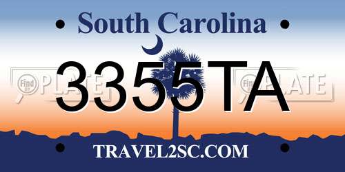 3355TA South Carolina License Plate