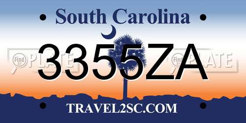 3355ZA South Carolina License Plate