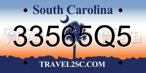 33565Q5 South Carolina License Plate