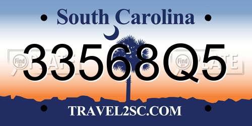 33568Q5 South Carolina License Plate