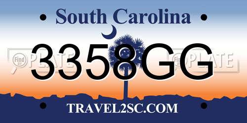 3358GG South Carolina License Plate