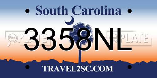 3358NL South Carolina License Plate