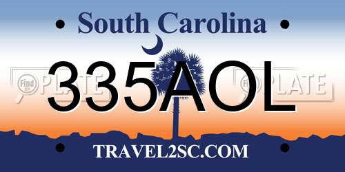 335AOL South Carolina License Plate