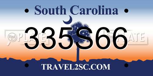 335S66 South Carolina License Plate