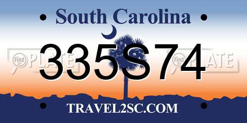 335S74 South Carolina License Plate