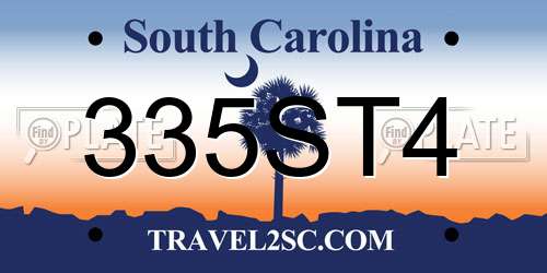335ST4 South Carolina License Plate