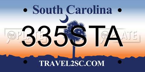 335STA South Carolina License Plate