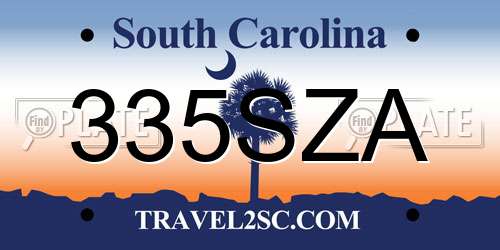 335SZA South Carolina License Plate