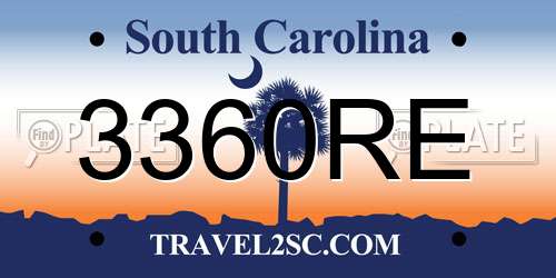 3360RE South Carolina License Plate