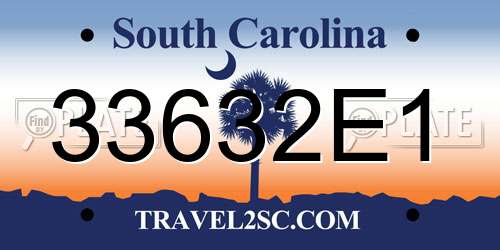 33632E1 South Carolina License Plate