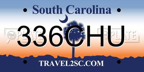 336CHU South Carolina License Plate