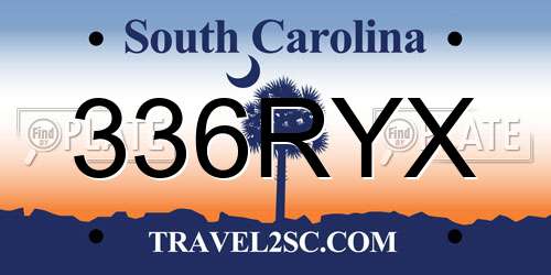 336RYX South Carolina License Plate