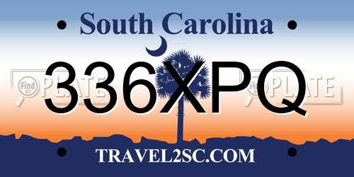 336XPQ South Carolina License Plate