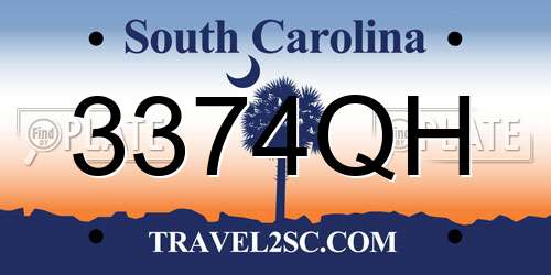3374QH South Carolina License Plate