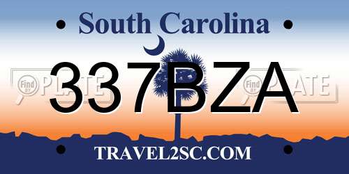 337BZA South Carolina License Plate