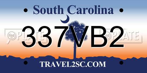 337VB2 South Carolina License Plate