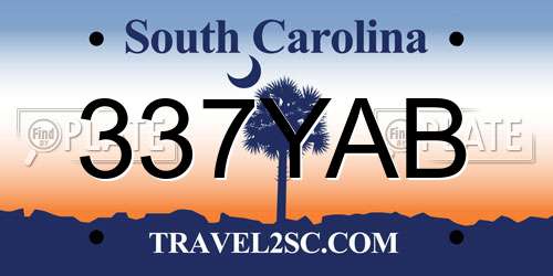 337YAB South Carolina License Plate