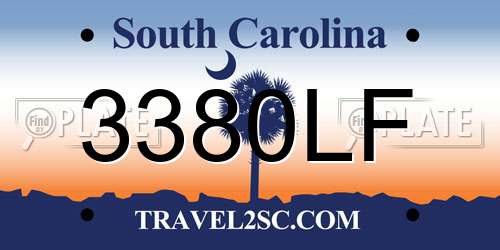 3380LF South Carolina License Plate