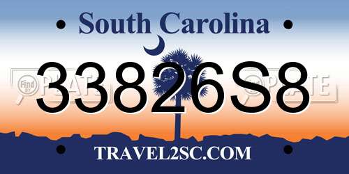 33826S8 South Carolina License Plate