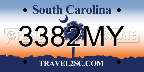 3382MY South Carolina License Plate