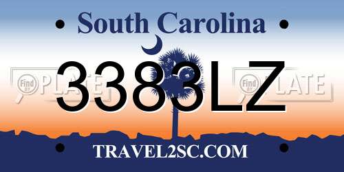 3383LZ South Carolina License Plate