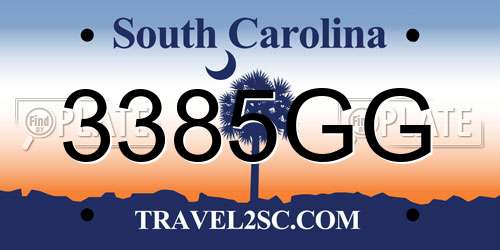 3385GG South Carolina License Plate