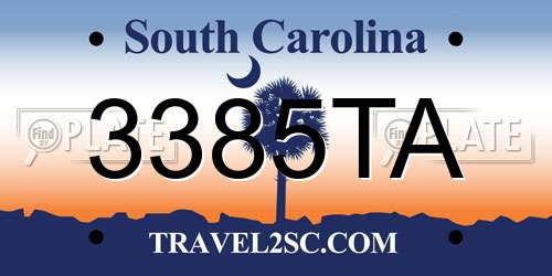 3385TA South Carolina License Plate