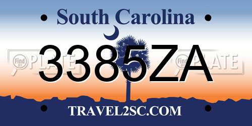 3385ZA South Carolina License Plate