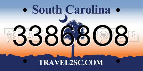 33868O8 South Carolina License Plate