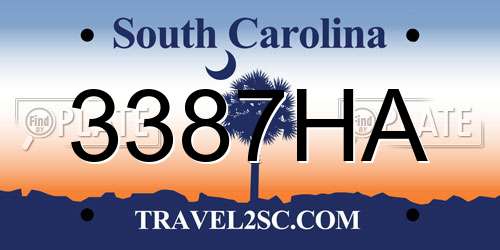 3387HA South Carolina License Plate