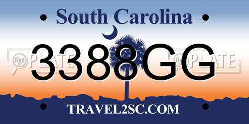 3388GG South Carolina License Plate