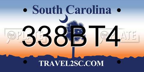 338BT4 South Carolina License Plate