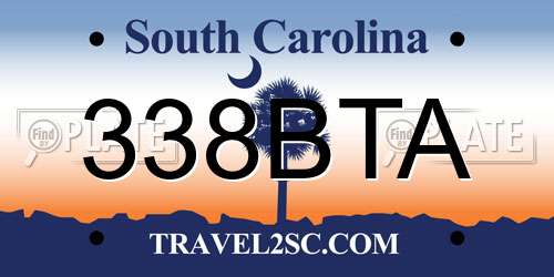 338BTA South Carolina License Plate