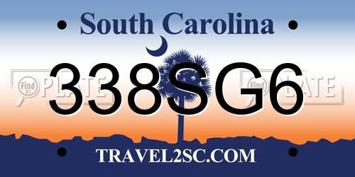 338SG6 South Carolina License Plate