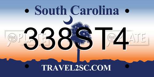 338ST4 South Carolina License Plate