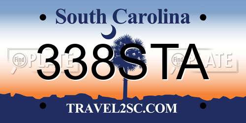 338STA South Carolina License Plate