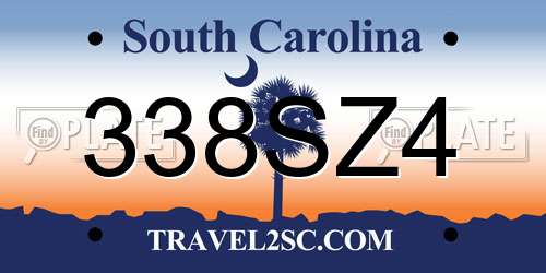 338SZ4 South Carolina License Plate