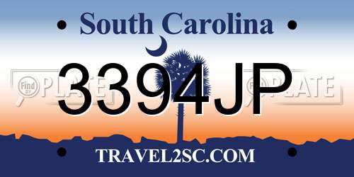 3394JP South Carolina License Plate