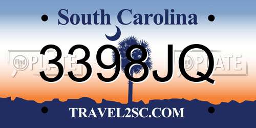 3398JQ South Carolina License Plate