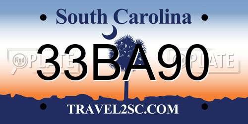 33BA90 South Carolina License Plate