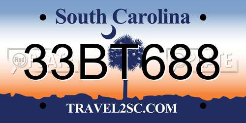33BT688 South Carolina License Plate
