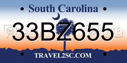 33BZ655 South Carolina License Plate