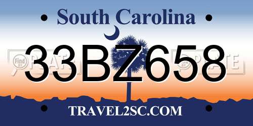 33BZ658 South Carolina License Plate