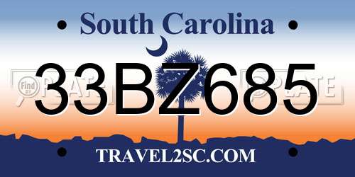 33BZ685 South Carolina License Plate