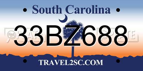 33BZ688 South Carolina License Plate