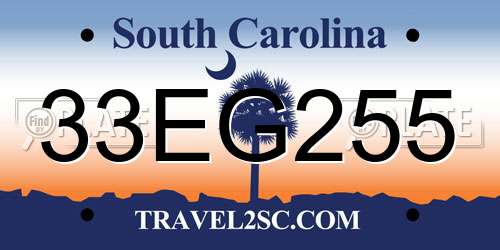 33EG255 South Carolina License Plate