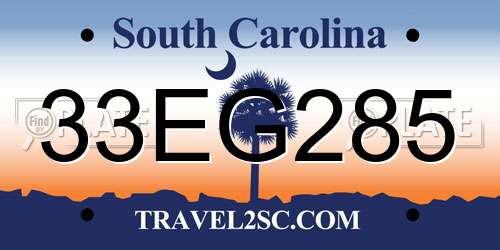 33EG285 South Carolina License Plate