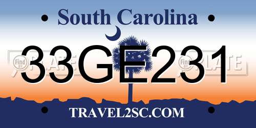 33GE231 South Carolina License Plate