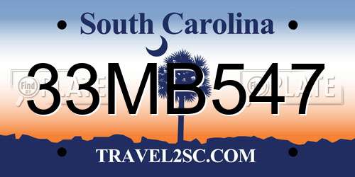 33MB547 South Carolina License Plate
