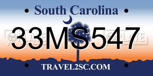 33MS547 South Carolina License Plate